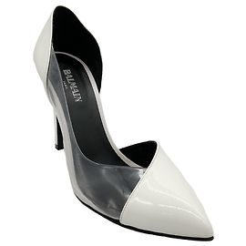 Bombas Balmain de couro branco e PVC Branco