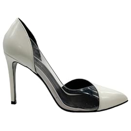 Autre Marque-Balmain White Leather and PVC Pumps-White