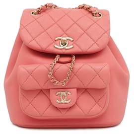 Chanel-Mochila Chanel pequena Duma em pele de cordeiro rosa-Rosa