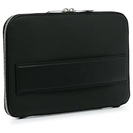Bottega Veneta-Black Bottega Veneta Leather Document Holder Clutch Bag-Black