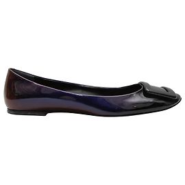 Navy Roger Vivier Gommette Patent Ballet Flats Size 40 Navy blue