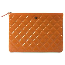 Chanel-Estojo Laranja Chanel Média Patente O-Laranja