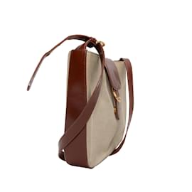 Bally-Beige & Brown Bally Canvas Shoulder Bag-Beige