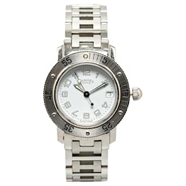 Hermès-Relógio Clipper Diver Silver Hermès Quartzo em Aço Inoxidável-Prata