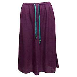 Fendi-Aubergine &Aqua Fendi Knit Midi Jupe Taille US M-Violet