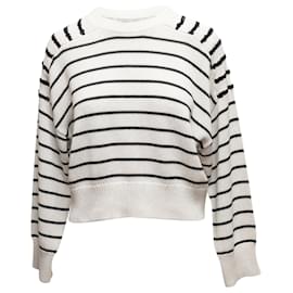 Brunello Cucinelli-White & Black Brunello Cucinelli Striped Sequin-Accented Sweater Size US XS-White