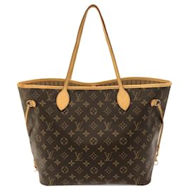 Louis Vuitton-Sac cabas marron Louis Vuitton Monogram Neverfull MM-Marron