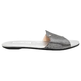 Jimmy Choo-Silver & Black Jimmy Choo Scale Printed Slide Sandals Size 36-Silvery