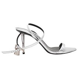 Silver Tom Ford Padlock Heeled Sandals Size 39 Silvery