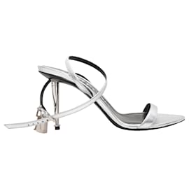 Tom Ford-Silver Tom Ford Padlock Heeled Sandals Size 39-Silvery