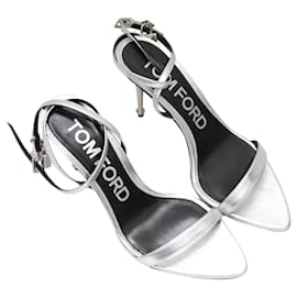 Tom Ford-Silver Tom Ford Padlock Heeled Sandals Size 39-Silvery