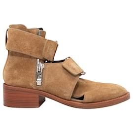 Phillip Lim-Tan Phillip Lim Addis Cutout Buckle Ankle Boots Size 36-Camel