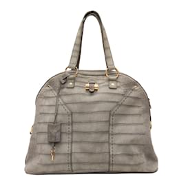 Yves Saint Laurent-Bolsa Muse Yves Saint Lauren em relevo Croc XL cinza-Cinza