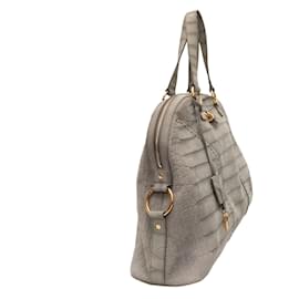 Yves Saint Laurent-Bolsa Muse Yves Saint Lauren em relevo Croc XL cinza-Cinza