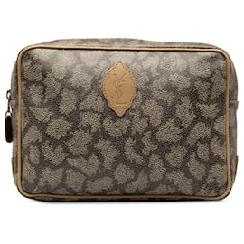 Yves Saint Laurent-Gray Yves Saint Laurent Coated Canvas Pouch-Other