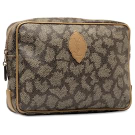 Yves Saint Laurent-Gray Yves Saint Laurent Coated Canvas Pouch-Other