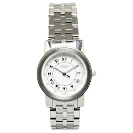 Hermès-Relógio Carrick de aço inoxidável de quartzo Hermes prateado-Prata