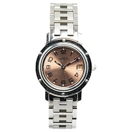 Hermès-Reloj Clipper de acero inoxidable y cuarzo Hermes plateado-Plata
