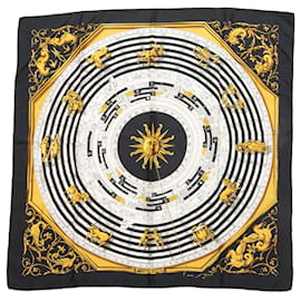 Hermès-Lenço de seda com motivo astrológico Hermes preto e multicolorido-Preto
