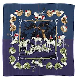 Hermès-HERMES Scarves T.  Silk-Navy blue