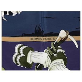 Hermès-HERMES Scarves T.  Silk-Navy blue