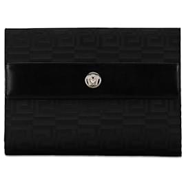 Versace-Carteira Versace Canvas Medusa Logo Preta-Preto