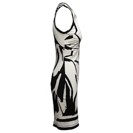 Roberto Cavalli-White & Black Roberto Cavalli Geometric Print Dress Size IT 40-White
