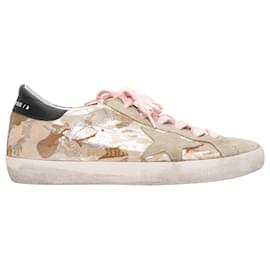 Golden Goose-Beige & Multicolor Golden Goose Camo Print Low-Top Sneakers Size 37-Beige