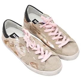 Golden Goose-Beige & Multicolor Golden Goose Camo Print Low-Top Sneakers Size 37-Beige