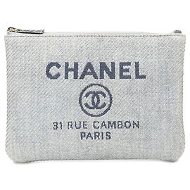 Blue Chanel Small Canvas Deauville O Case Clutch Bag Blue