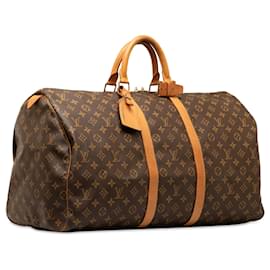 Louis Vuitton-Bolsa de viaje marrón Louis Vuitton Monogram Keepall 55-Castaño