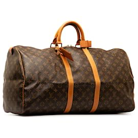 Louis Vuitton-Bolsa de viaje marrón Louis Vuitton Monogram Keepall 60-Castaño