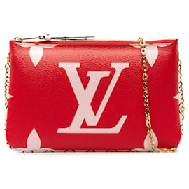 Louis Vuitton-Bolsa Red Louis Vuitton Monograma Gigante Jungle Pochette com Zip Crossbody-Vermelho
