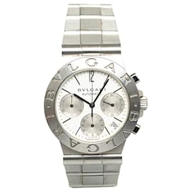 Bulgari-Silver Bvlgari Automatic Stainless Steel Diagono Watch-Silvery