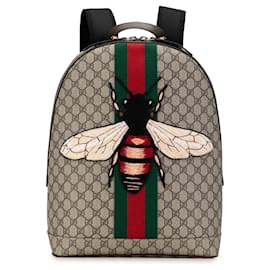 Gucci-Mochila Gucci GG Supreme Animalier Web Marrom-Marrom