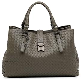 Bottega Veneta-Bolsa Tote Bottega Veneta Média Intrecciato Nappa Roma Marrom-Marrom