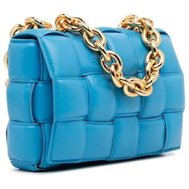 Bottega Veneta-Bolsa tipo cassete com corrente acolchoada Bottega Veneta Intrecciato Azul-Azul