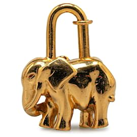 Hermès-Portachiavi Hermès in oro con ciondolo a forma di elefante Cadena-D'oro