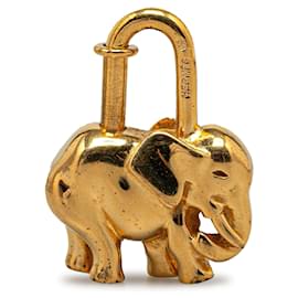 Hermès-Portachiavi Hermès in oro con ciondolo a forma di elefante Cadena-D'oro