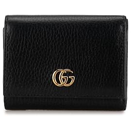 Gucci-Portafoglio piccolo in pelle GG Marmont nera Gucci-Nero