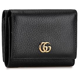 Gucci-Petit portefeuille GG Marmont en cuir noir Gucci-Noir
