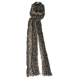 Saint Laurent-Lenço longo com estampa de leopardo Saint Laurent cinza e preto-Cinza