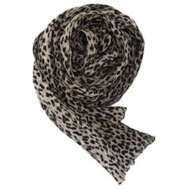 Saint Laurent-Lenço longo com estampa de leopardo Saint Laurent cinza e preto-Cinza