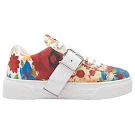 Miu Miu-Tênis multicolorido com fivela de cano baixo com estampa floral Miu Miu tamanho 37-Multicor