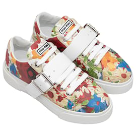 Miu Miu-Multicolor Miu Miu Floral Print Low-Top Buckle Sneakers Size 37-Multiple colors