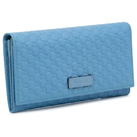 Gucci-Carteira Continental Flap Azul Gucci Microguccissima-Azul