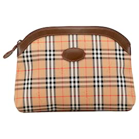 Burberry-Tan Burberry Haymarket Check Pouch-Camel