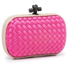 Bottega Veneta-Pochette à nœud en satin rose Bottega Veneta Intreccio Impero-Rose