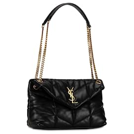 Saint Laurent-Bolsa de ombro pequena LouLou Puffer preta Saint Laurent-Preto