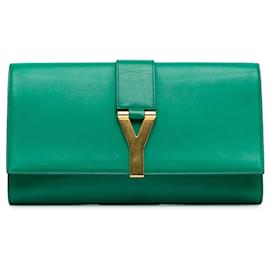 Saint Laurent-Bolsa Clutch Verde Saint Laurent Chyc Ligne-Verde